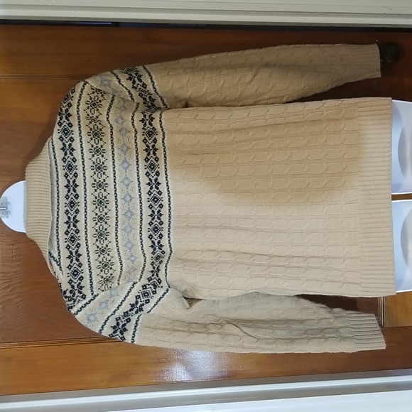 Vintage Lord Jeff Knitted Sweater Size L Cable Knitted Sweater, Camel & Black - Picture 3 of 6